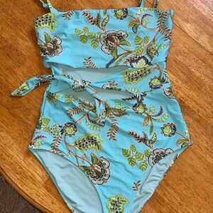 Aerie Women’s Floral One Piece in Blue and Green